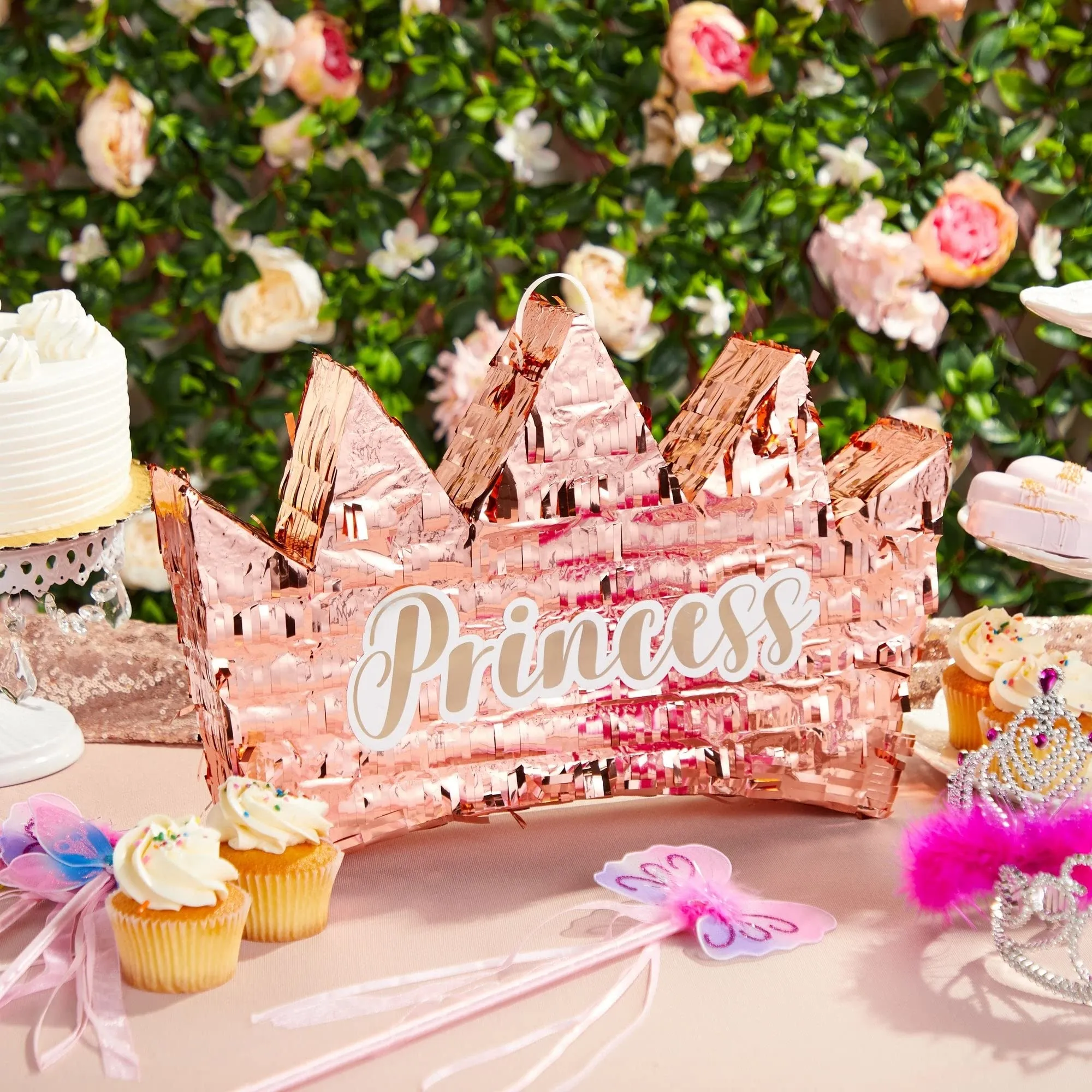 Rose Gold Crown Pinata for Girls Princess Theme Birthday Party