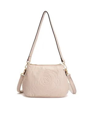 ROSIE 3 COMPARTMENT LEATHER XBODY BAG- E1-8285A-IVORY