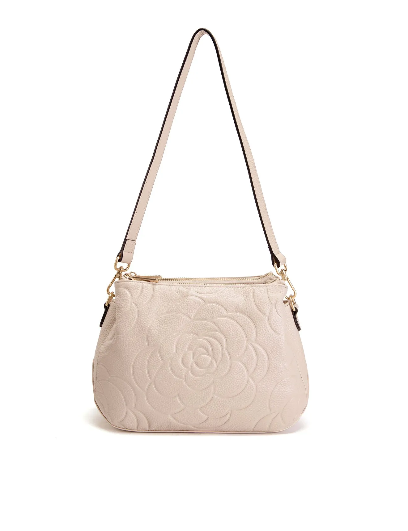 ROSIE 3 COMPARTMENT LEATHER XBODY BAG- E1-8285A-IVORY