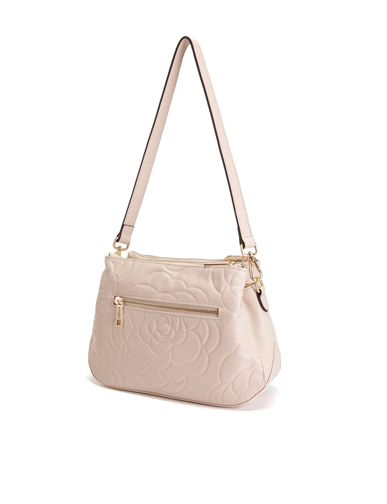 ROSIE 3 COMPARTMENT LEATHER XBODY BAG- E1-8285A-IVORY