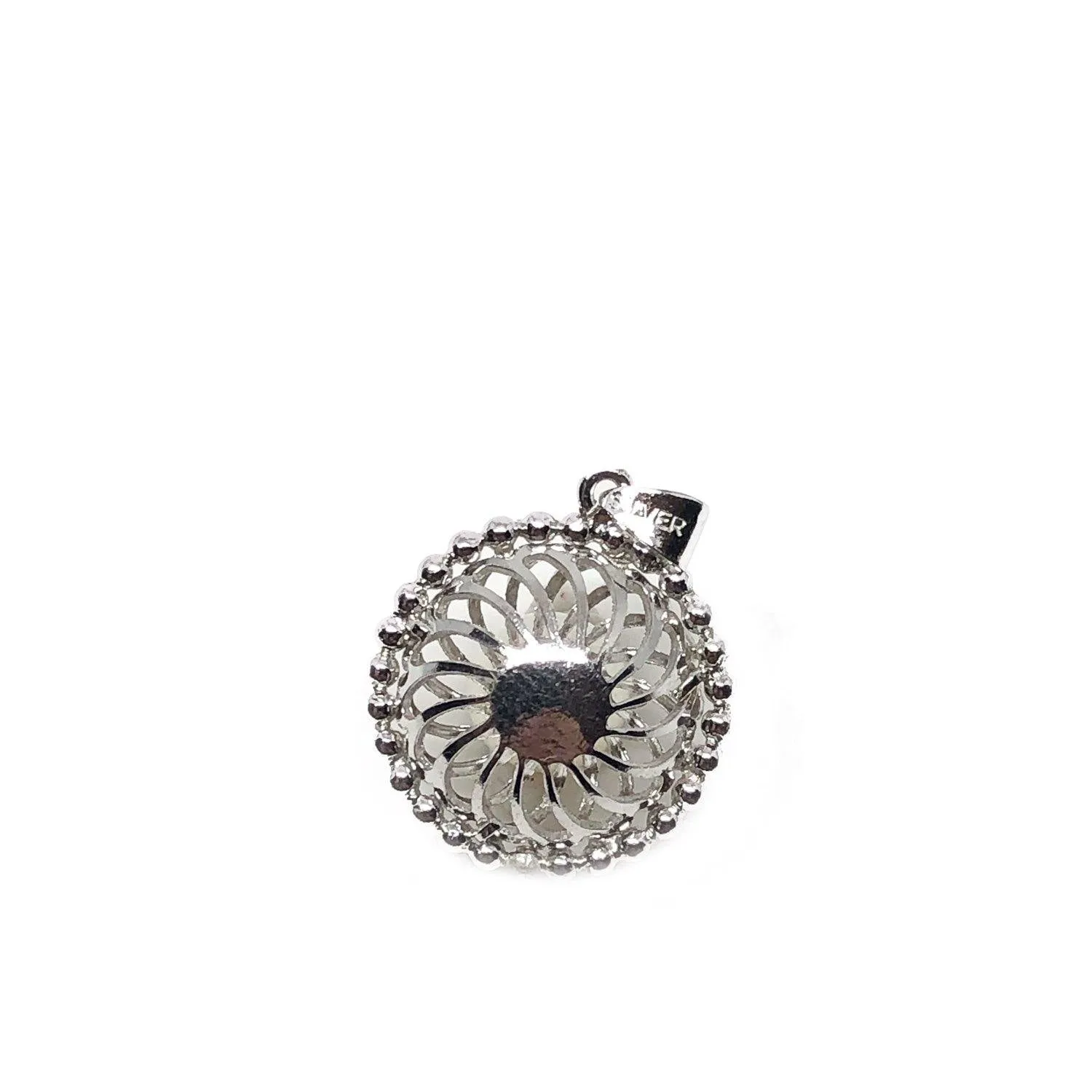 Round Japanese Saltwater Cultured Akoya Retro Pendant- Sterling Silver