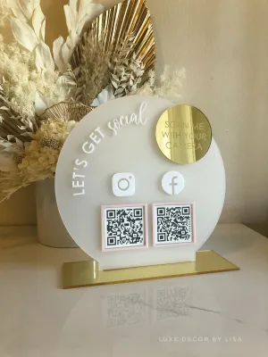 Round Layered Modern QR Social Freestanding Sign