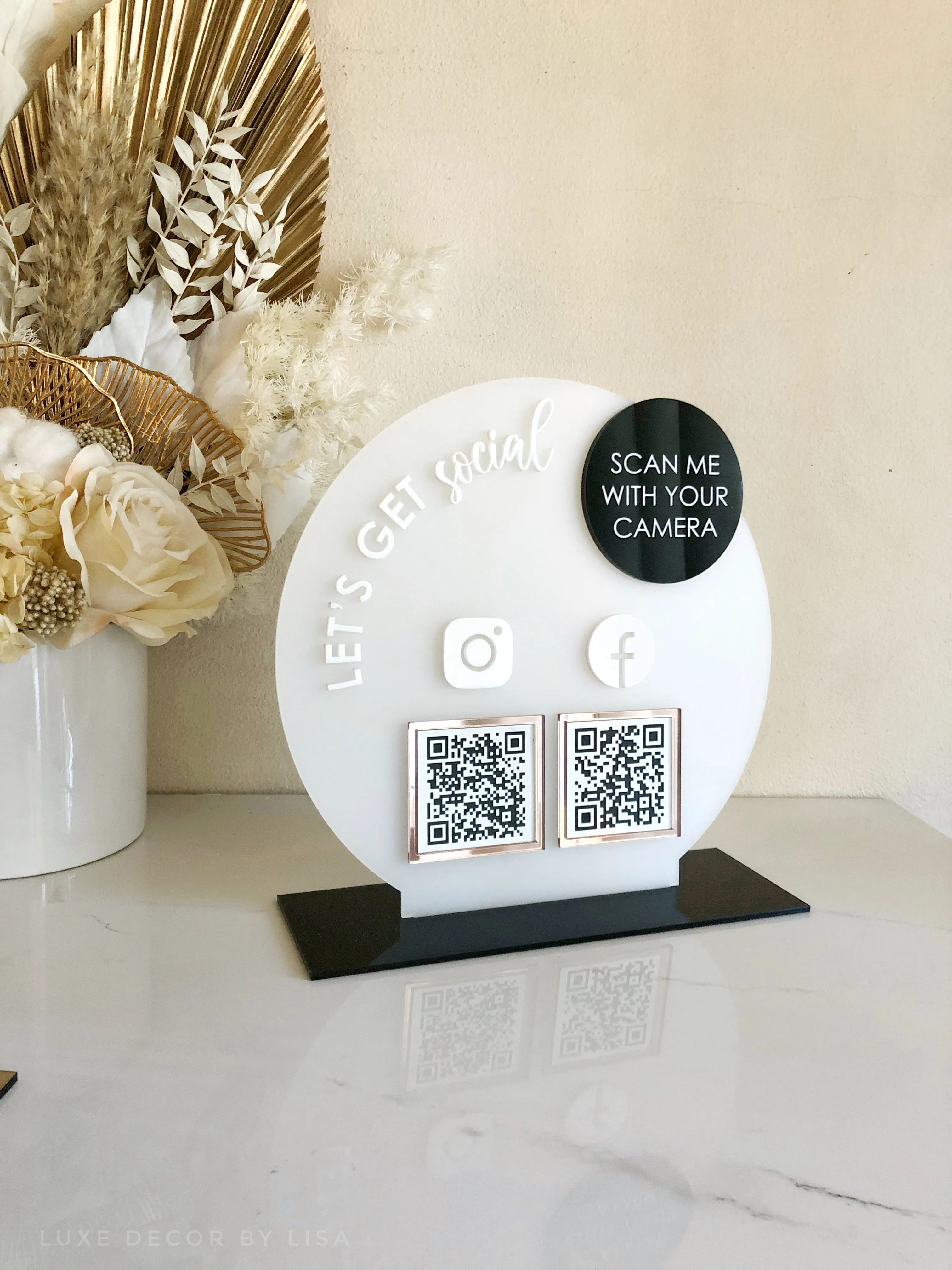Round Layered Modern QR Social Freestanding Sign