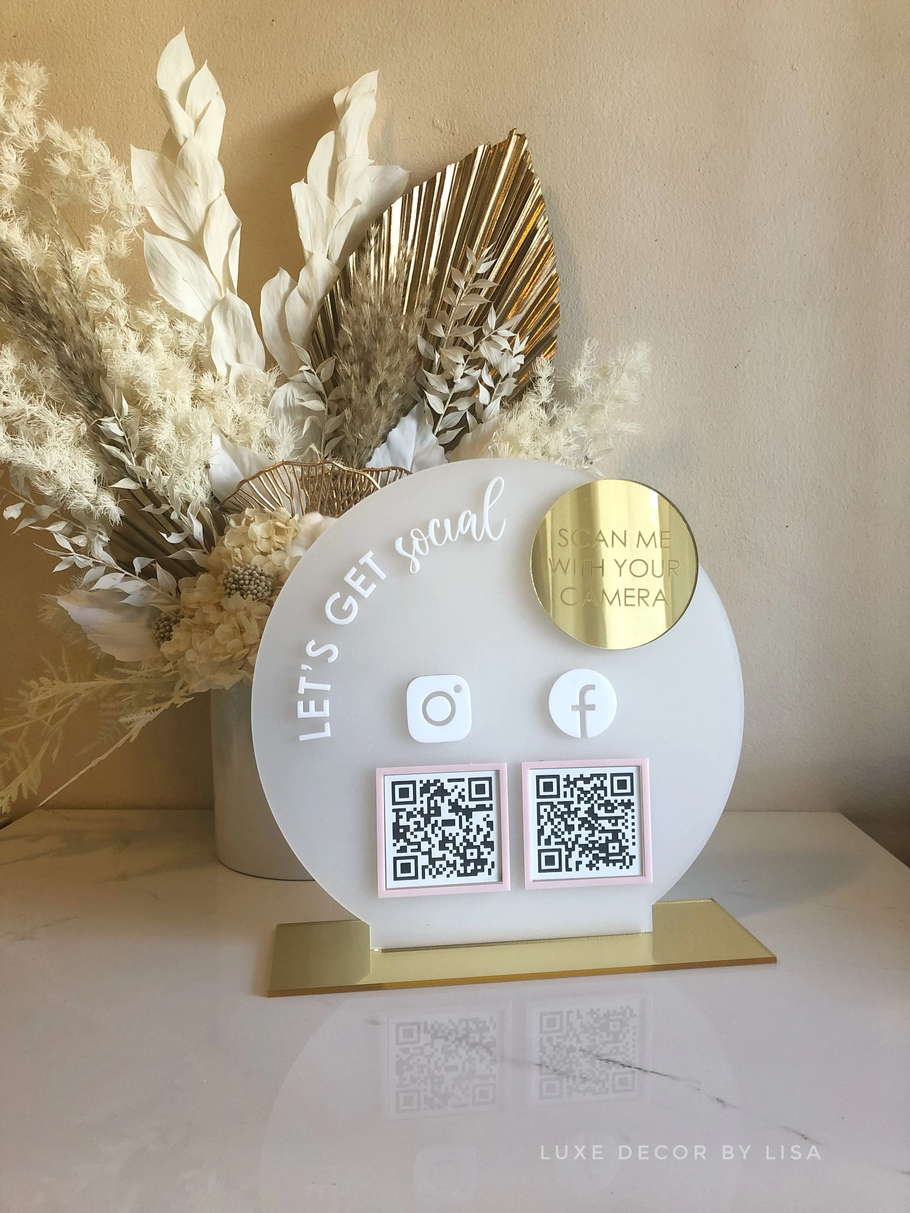 Round Layered Modern QR Social Freestanding Sign