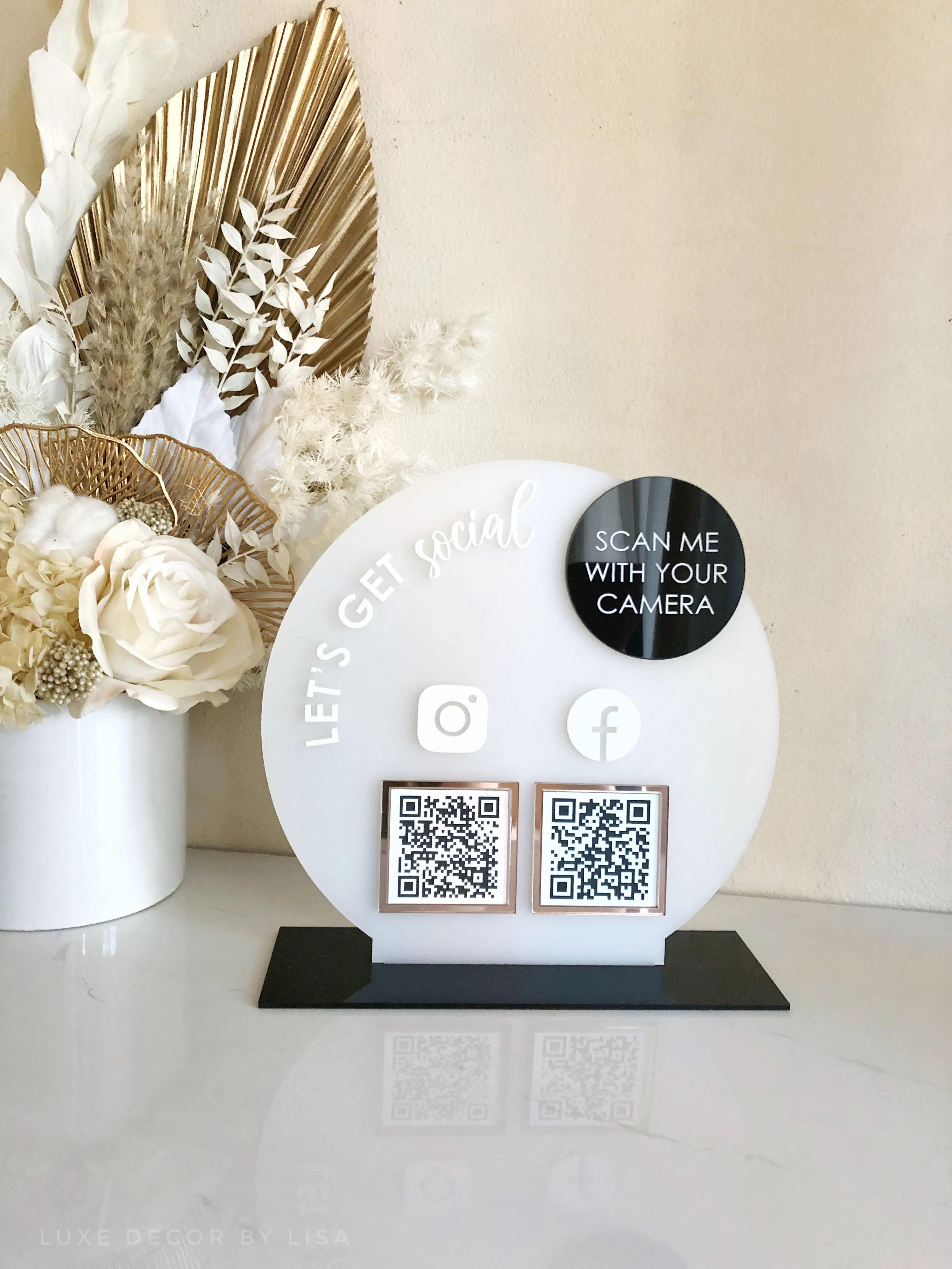 Round Layered Modern QR Social Freestanding Sign