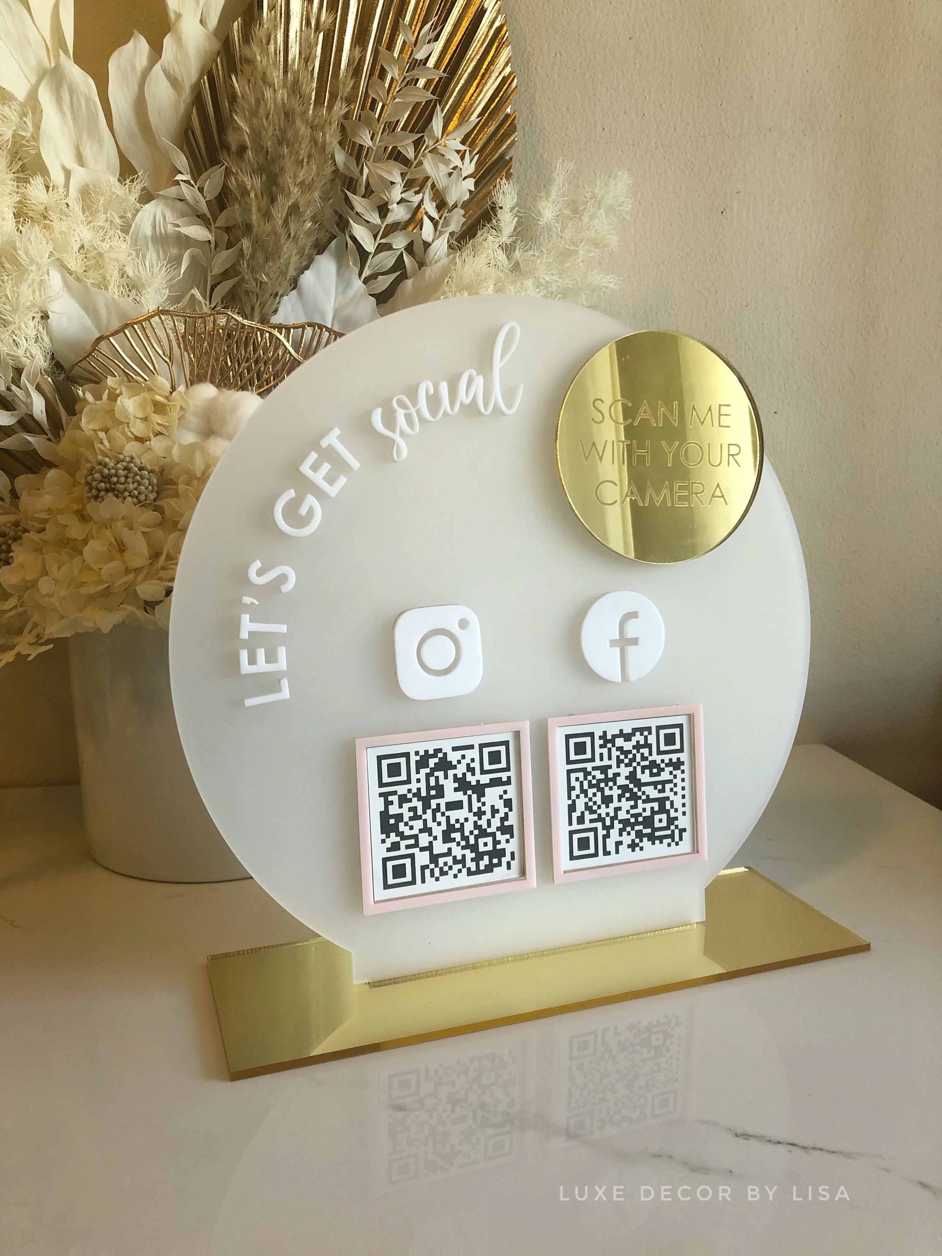 Round Layered Modern QR Social Freestanding Sign