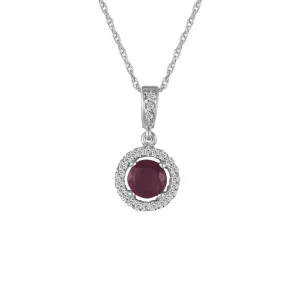 Ruby and Diamond Accent Fashion Pendant in 10K White Gold