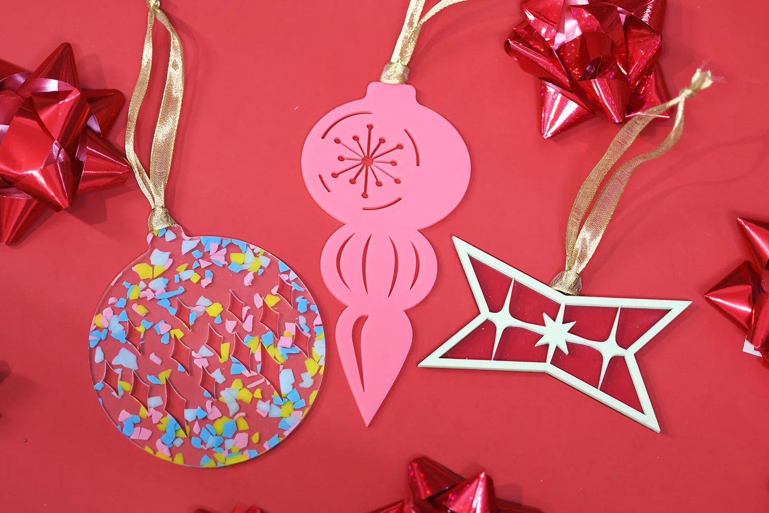 Set of 3 Set Mid-Century Modern Graphic Shapes Ornaments