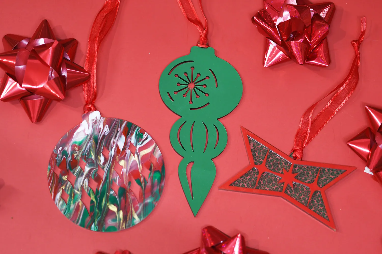 Set of 3 Set Mid-Century Modern Graphic Shapes Ornaments