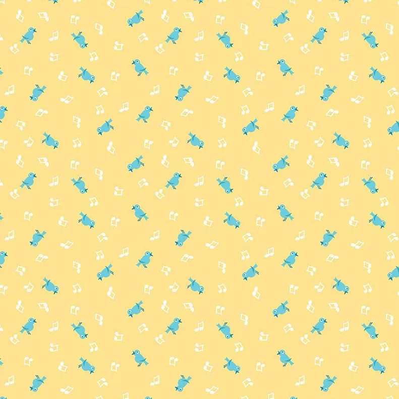 Shabby Strawberry Birds on Yellow by Emily Hayes for Riley Blake Designs