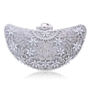 Shape Moon Hollow Out Purse Sequined Diamond Women Evening Bag Clutch Crossbody Bags For Lady Bolsas Feminina Wedding Handbags