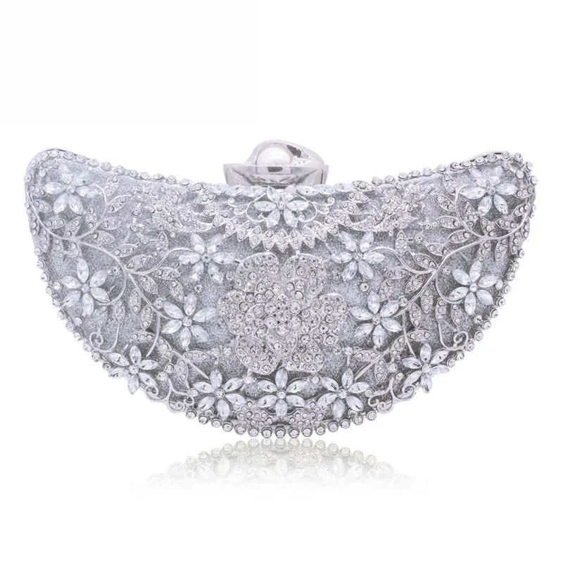 Shape Moon Hollow Out Purse Sequined Diamond Women Evening Bag Clutch Crossbody Bags For Lady Bolsas Feminina Wedding Handbags