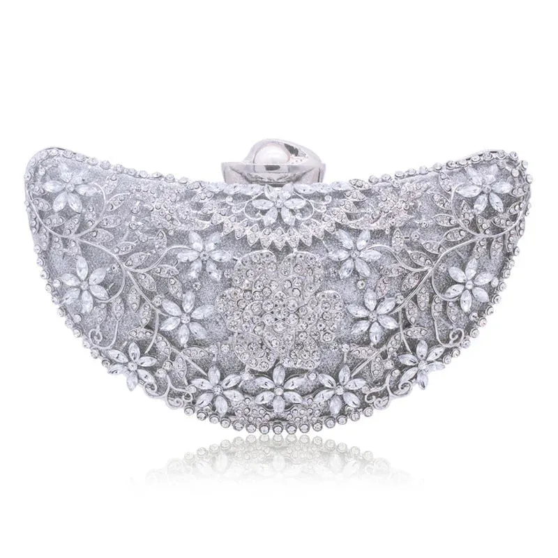 Shape Moon Hollow Out Purse Sequined Diamond Women Evening Bag Clutch Crossbody Bags For Lady Bolsas Feminina Wedding Handbags