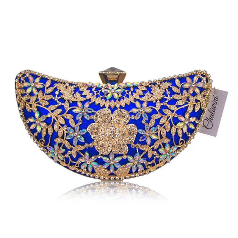 Shape Moon Hollow Out Purse Sequined Diamond Women Evening Bag Clutch Crossbody Bags For Lady Bolsas Feminina Wedding Handbags