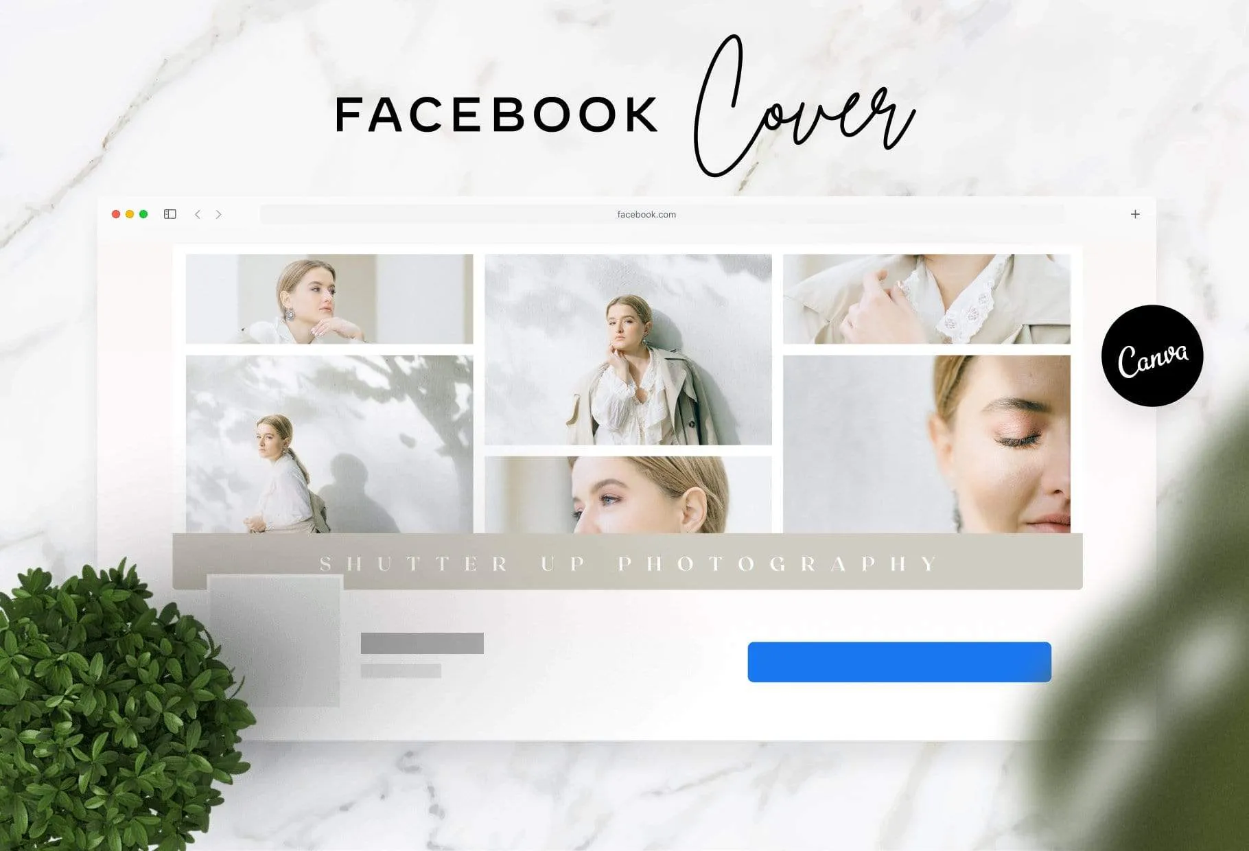 Shutter Up Facebook Cover for Photographers Editable Canva Template