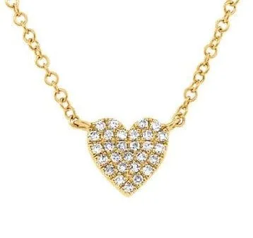 Shy Creation 14K Yellow Gold Diamond Pavé Heart Necklace