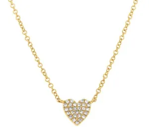 Shy Creation 14K Yellow Gold Diamond Pavé Heart Necklace