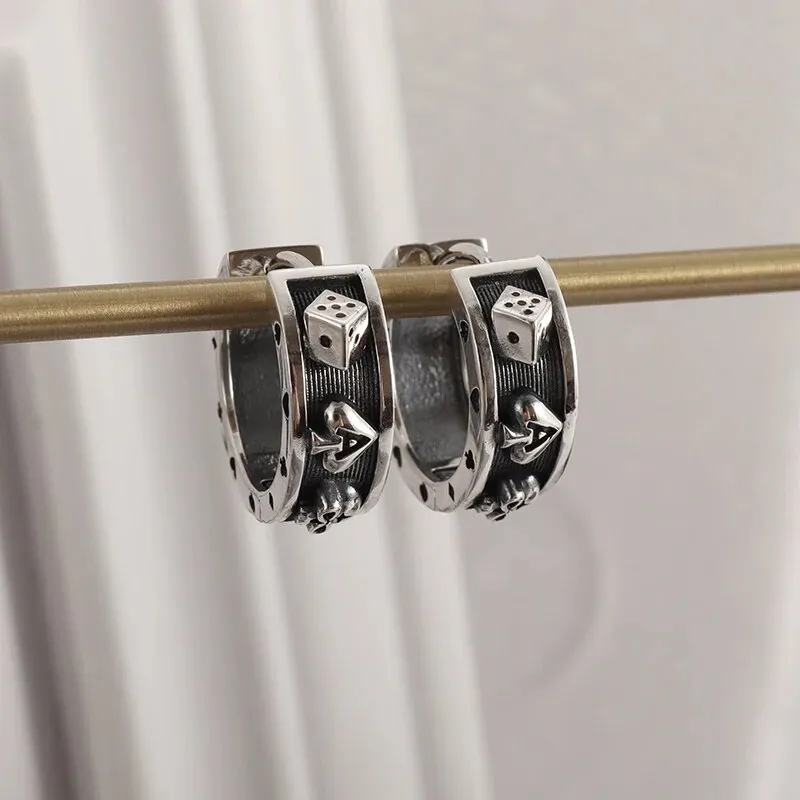 Skull Earrings Retro Silver Color Skeleton Goth Punk Dark Party