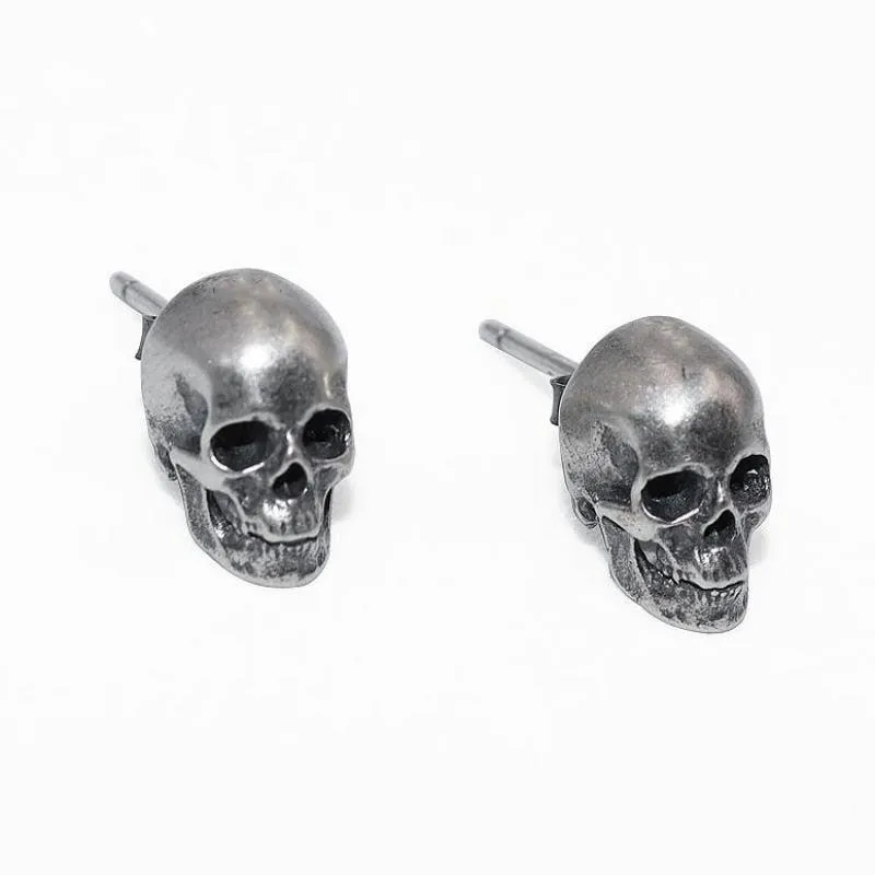 Skull Earrings Retro Silver Color Skeleton Goth Punk Dark Party