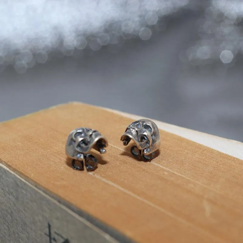 Skull Earrings Retro Silver Color Skeleton Goth Punk Dark Party
