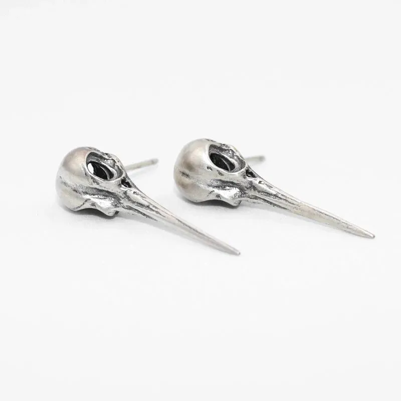 Skull Earrings Retro Silver Color Skeleton Goth Punk Dark Party
