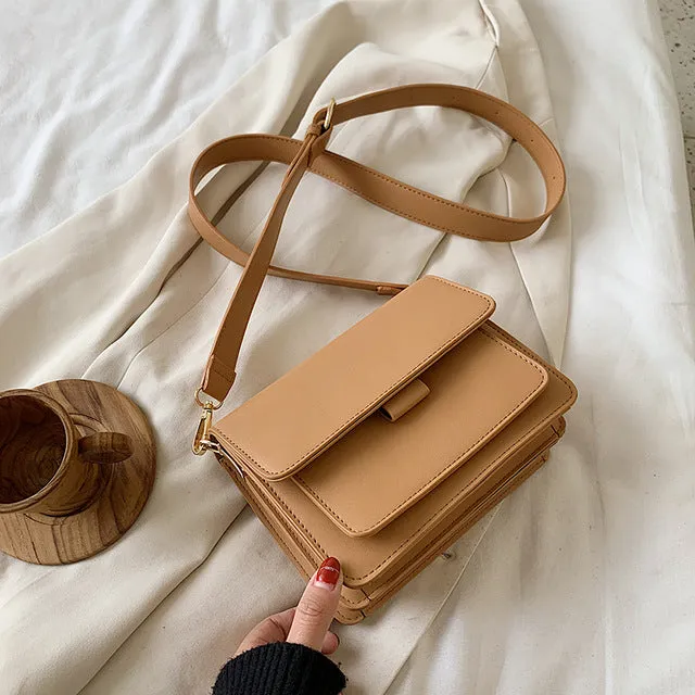 Solid Color PU Leather Crossbody Bags For Women 2020 Summer Simple Fashion Handbags and Purses Female Shoulder Bags