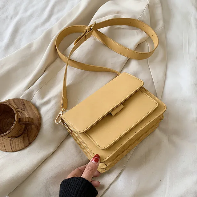 Solid Color PU Leather Crossbody Bags For Women 2020 Summer Simple Fashion Handbags and Purses Female Shoulder Bags