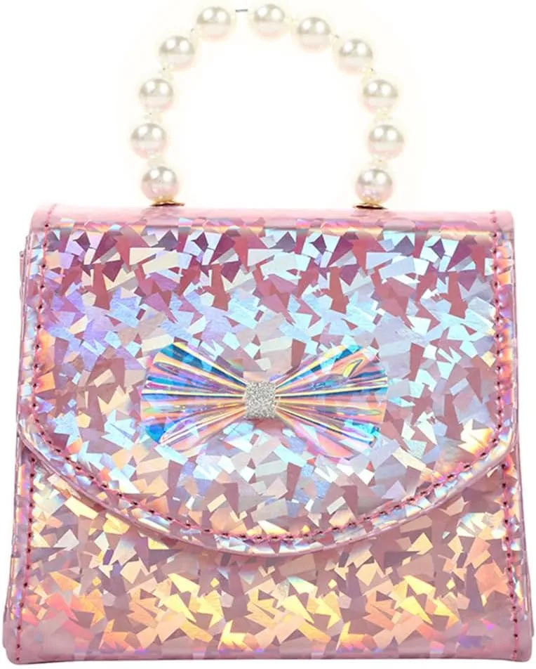Sparkly Bow Pearl Top Handle Purse