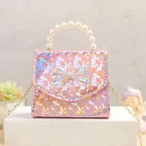 Sparkly Bow Pearl Top Handle Purse