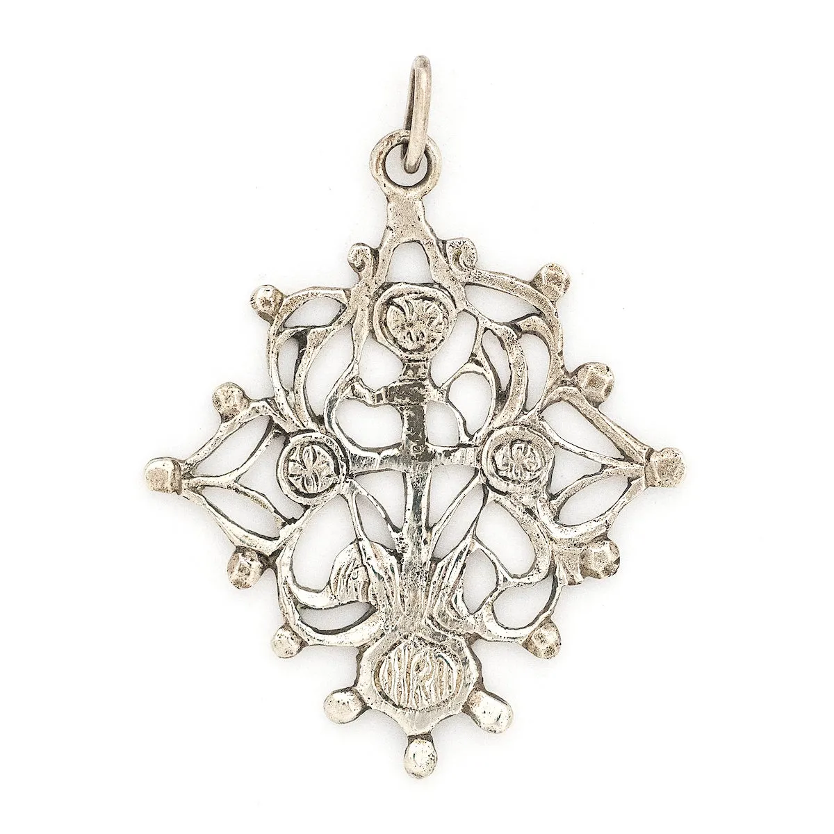 Sterling Silver Cross & Vines Vintage Pendant
