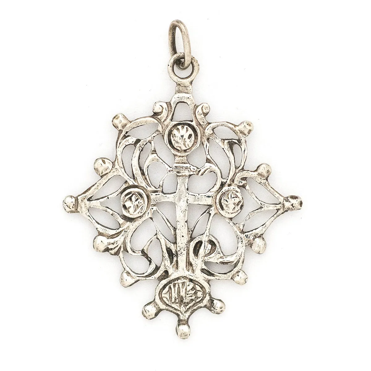 Sterling Silver Cross & Vines Vintage Pendant