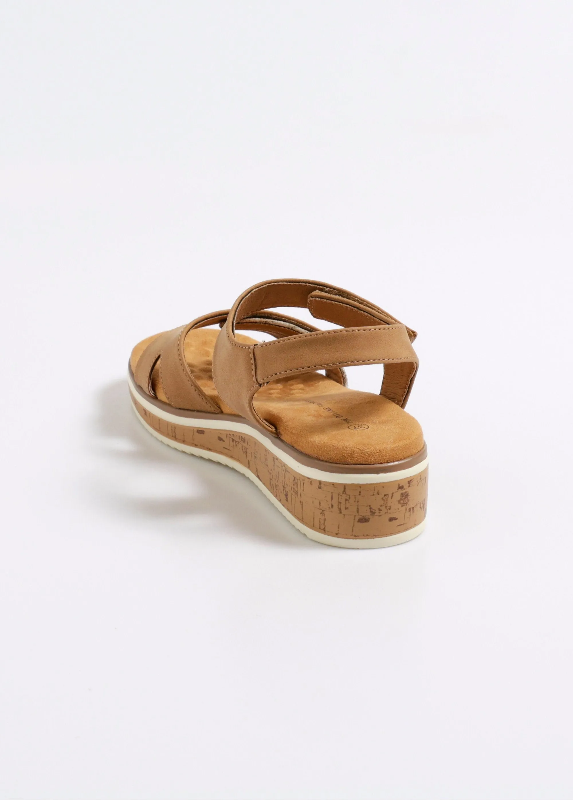Suede and cork wedge sandals