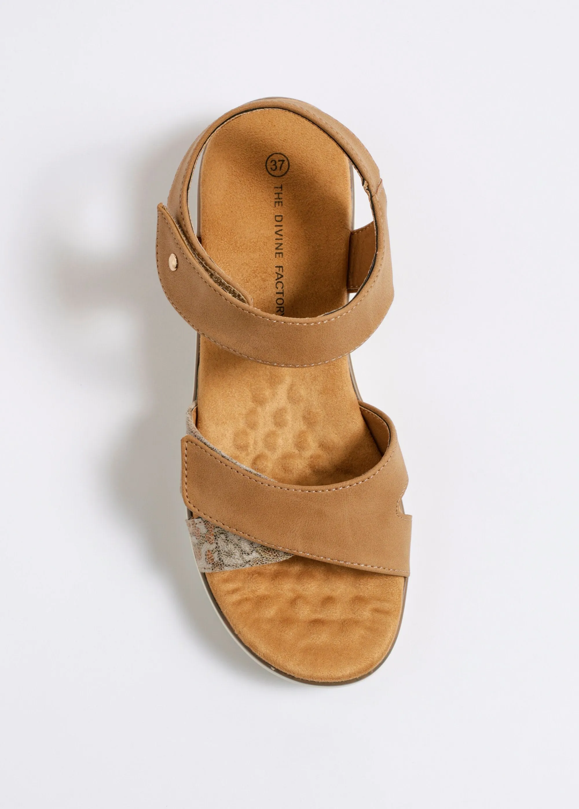 Suede and cork wedge sandals