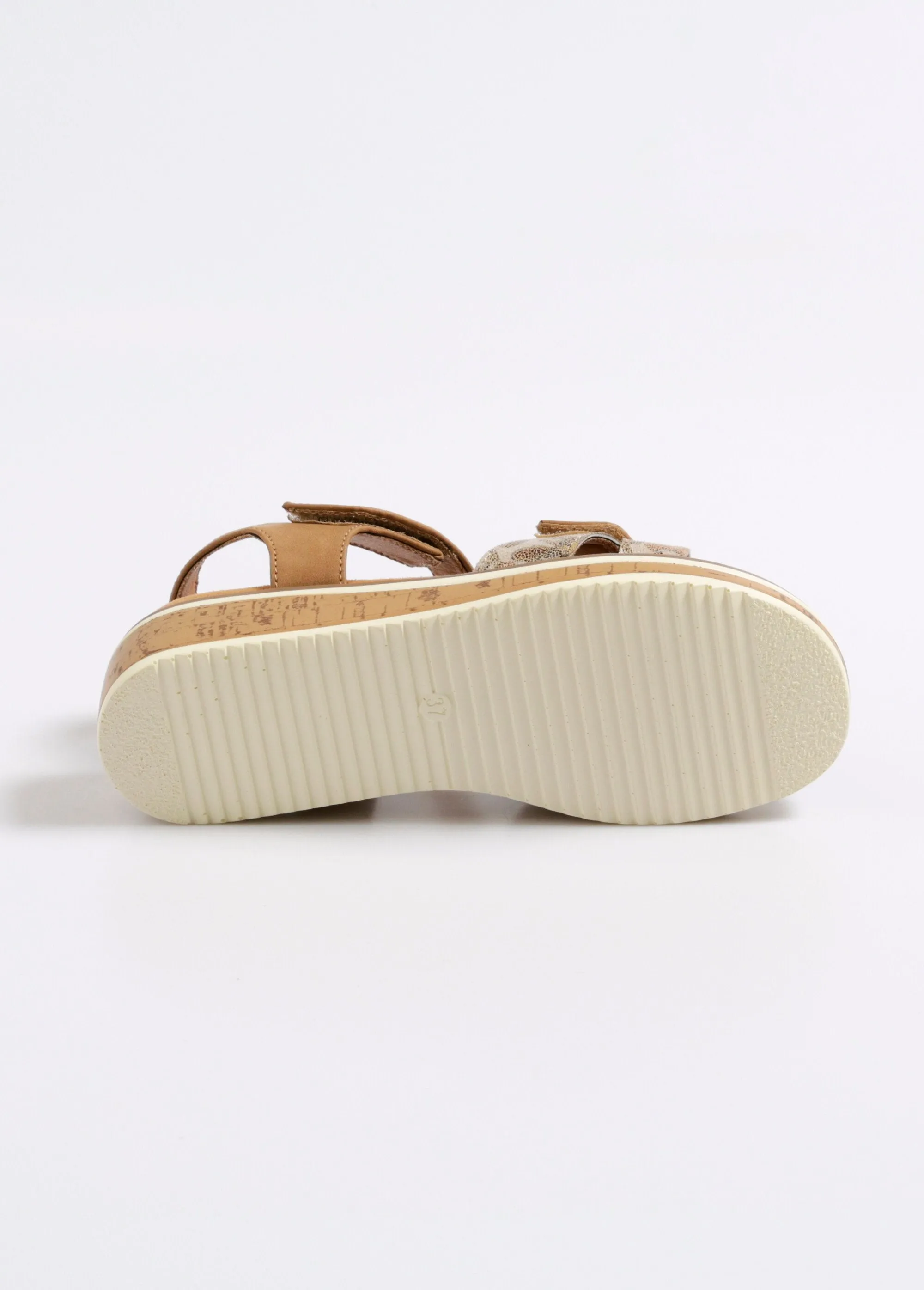 Suede and cork wedge sandals