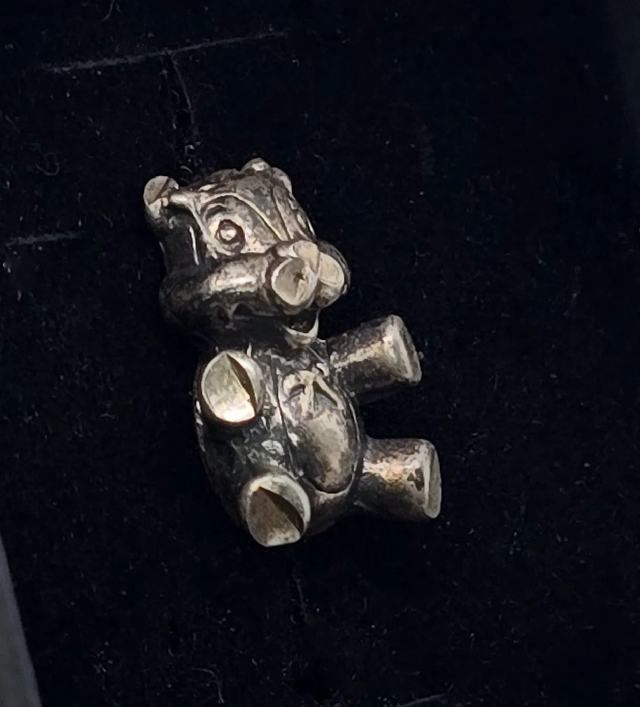 Teddy bear with bow 3D vintage sterling silver retro charm pendant