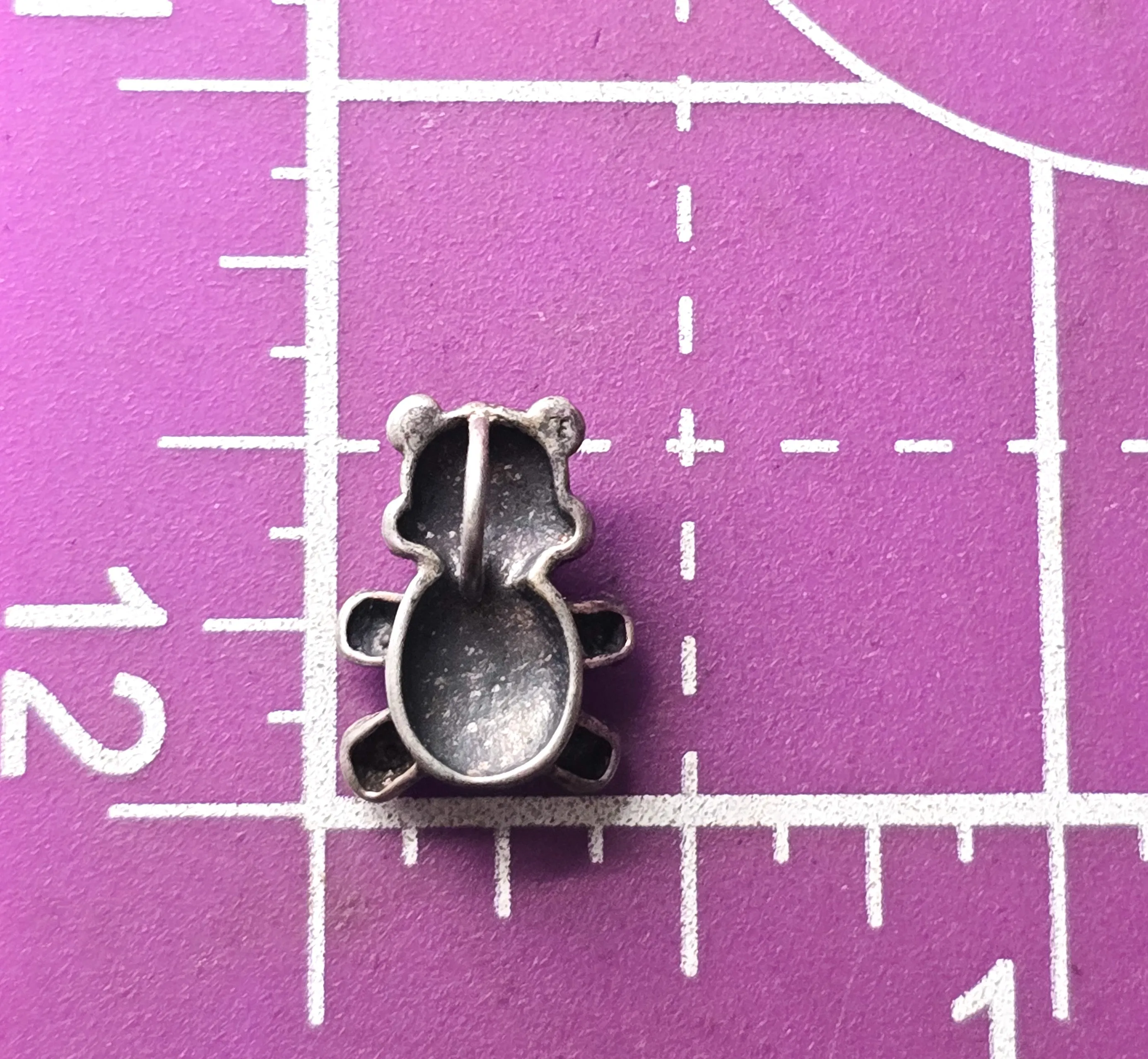 Teddy bear with bow 3D vintage sterling silver retro charm pendant
