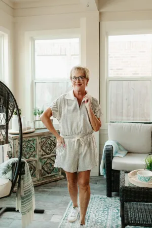 Tempting Me Stripe Romper - Cream