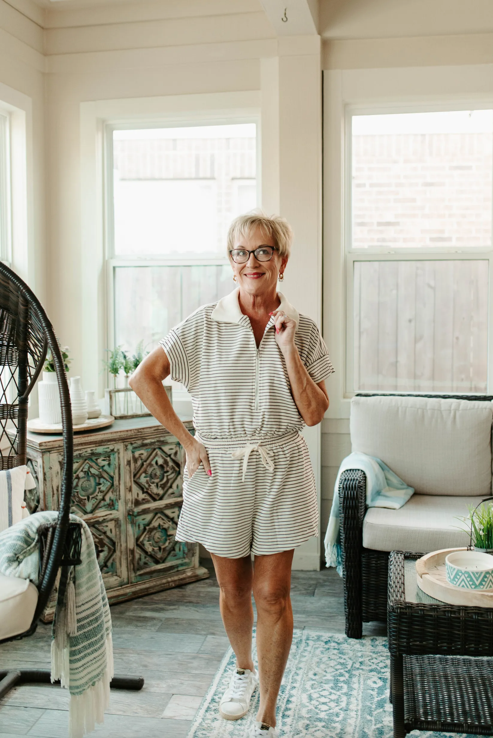 Tempting Me Stripe Romper - Cream