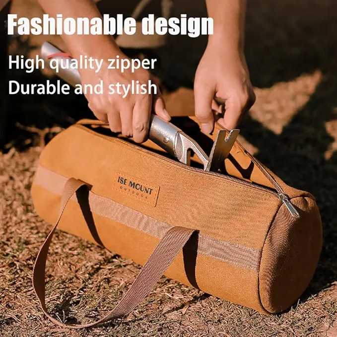 Tent Stake Bag-Double Layer Thickened,Tent Pole Pegs Bag,Tool Bags for Men,Tool Storage Bag, Small Canvas Tool Bag with Zipper for Outdoor,Camping,Hiking,Hunting and Others Tool Organizer Storage