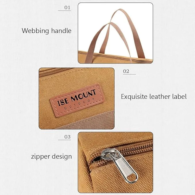 Tent Stake Bag-Double Layer Thickened,Tent Pole Pegs Bag,Tool Bags for Men,Tool Storage Bag, Small Canvas Tool Bag with Zipper for Outdoor,Camping,Hiking,Hunting and Others Tool Organizer Storage