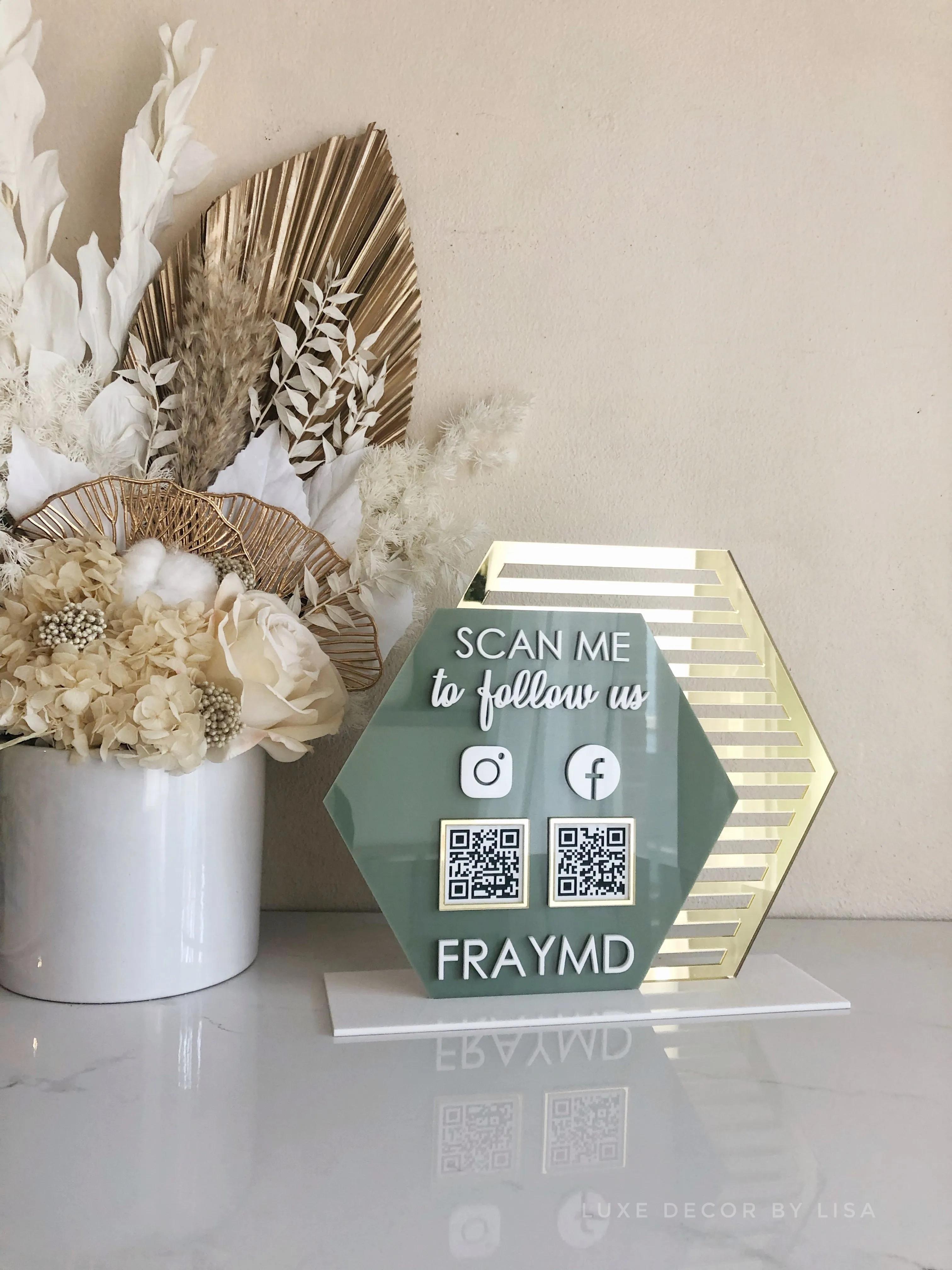 The Double Hexagon Acrylic Social Sign Freestanding Style 1