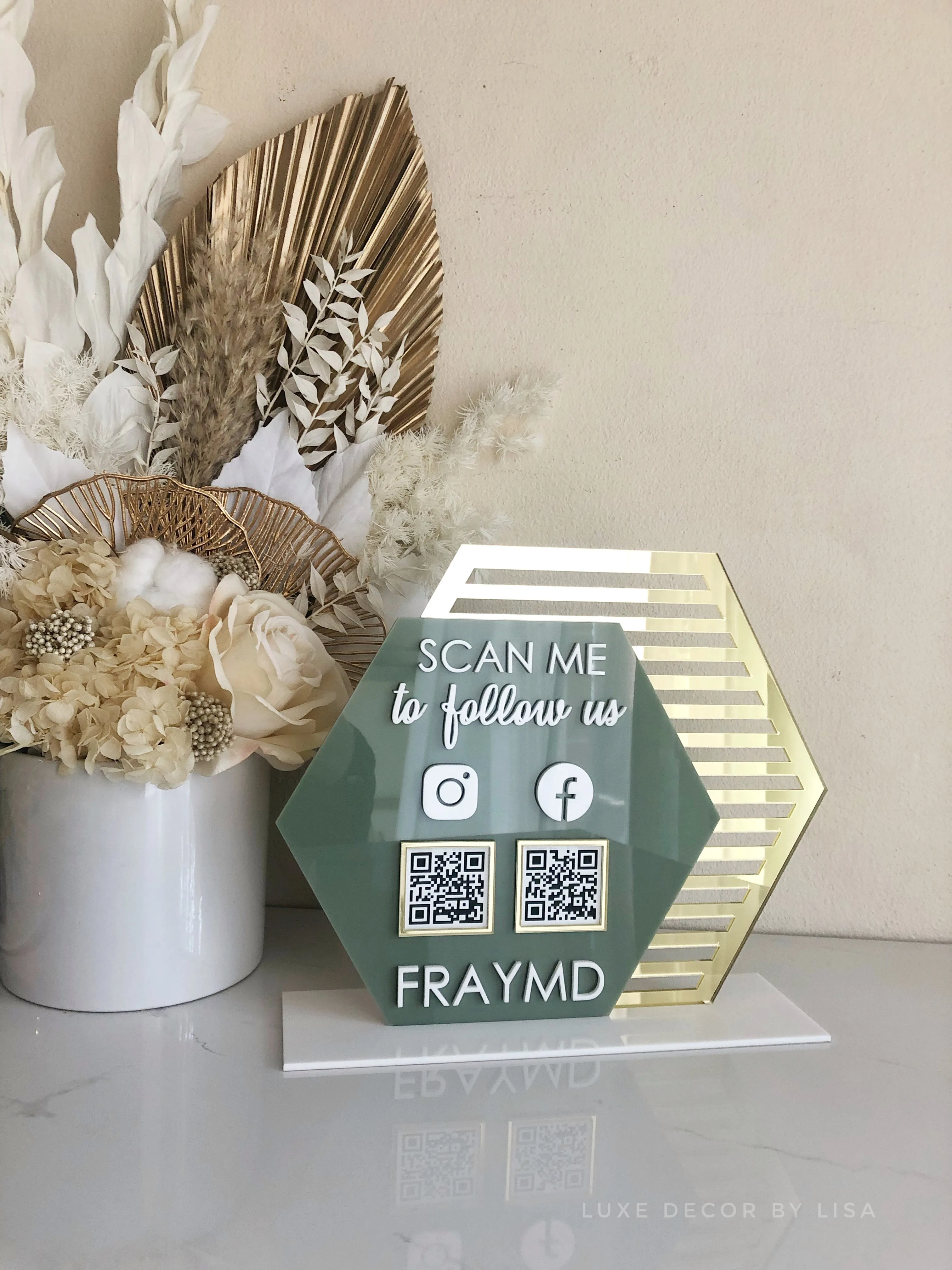 The Double Hexagon Acrylic Social Sign Freestanding Style 1