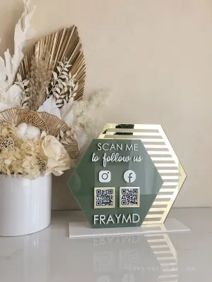 The Double Hexagon Acrylic Social Sign Freestanding Style 1