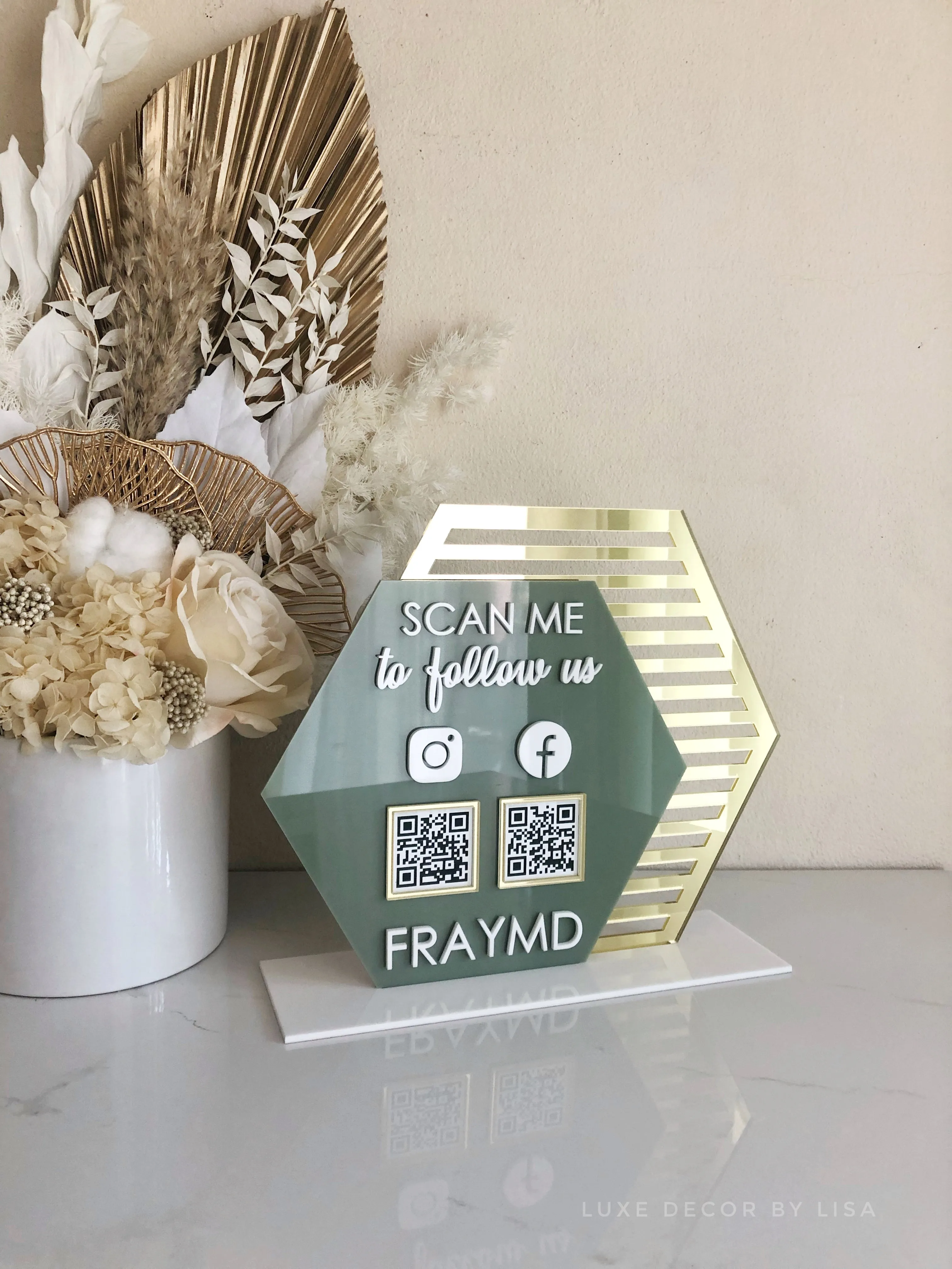 The Double Hexagon Acrylic Social Sign Freestanding Style 1