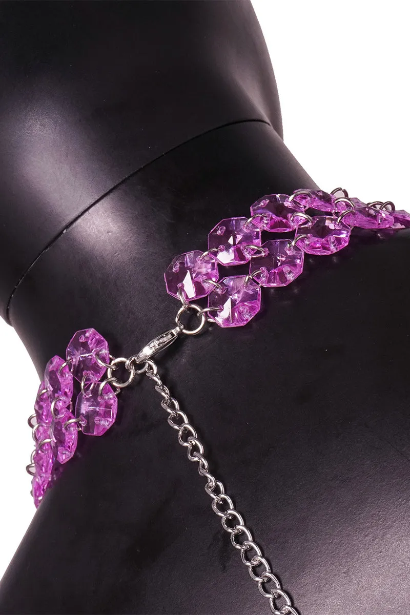 TQ3526 Fringes Rhinestones Chain Top