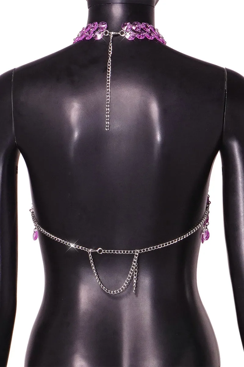 TQ3526 Fringes Rhinestones Chain Top