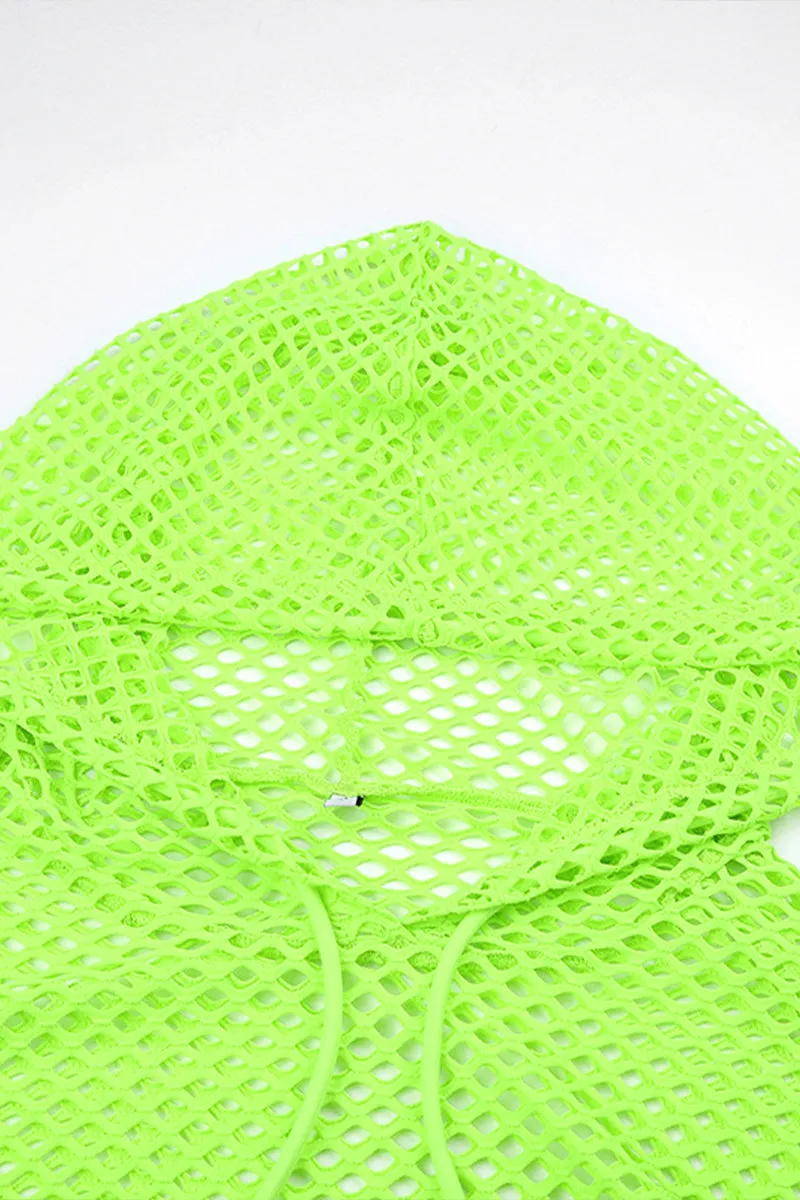 TR3050 Fishnet Hoodie Shrug Top