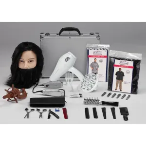 Training Kits - Barber Basics Kit - Left-Handed - Introductory Barbering Tools For Left-Handed Beginners, Including Practice Manikin