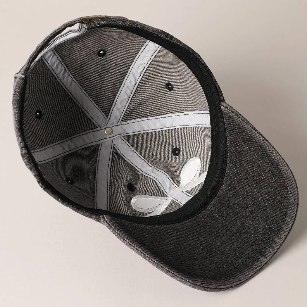 Trendy Bow Embroidered Denim Baseball Cap