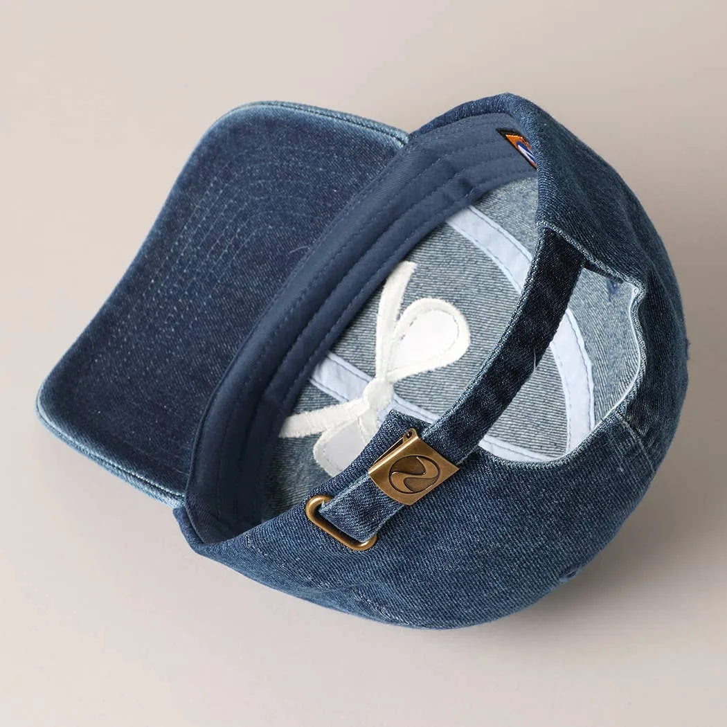 Trendy Bow Embroidered Denim Baseball Cap